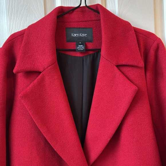 Karen Kane One button Blazer Red Ahead Wool career Coat Jacket Small - Picture 2 of 9